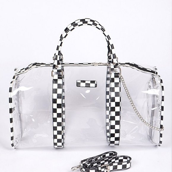Checker Printed Cleared Duffle Bag - Black - Picture 4 of 5